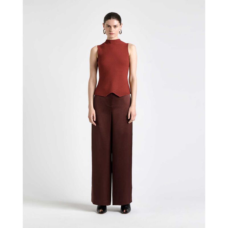 Cue Rosewood Diagonal Ribbed Knit Tank image number 3